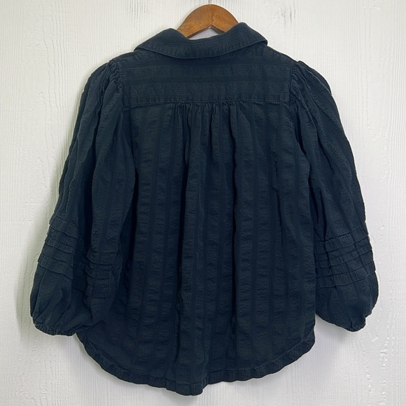 Free People - Happy Days Black Balloon Sleeves Button Down Blouse Size XS - Picture 10 of 10